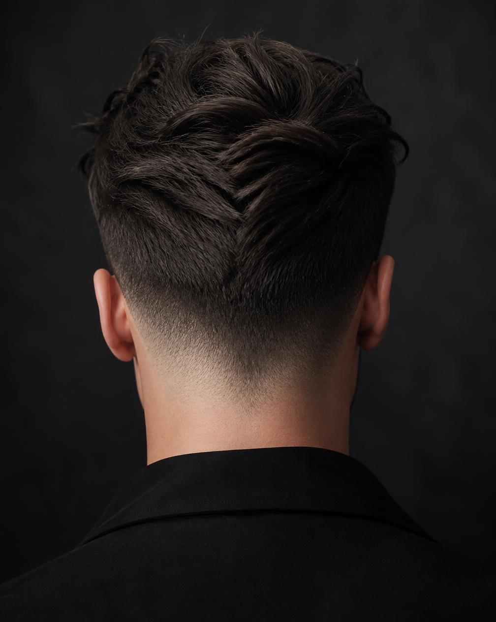Modern textured men's cut with a soft fade